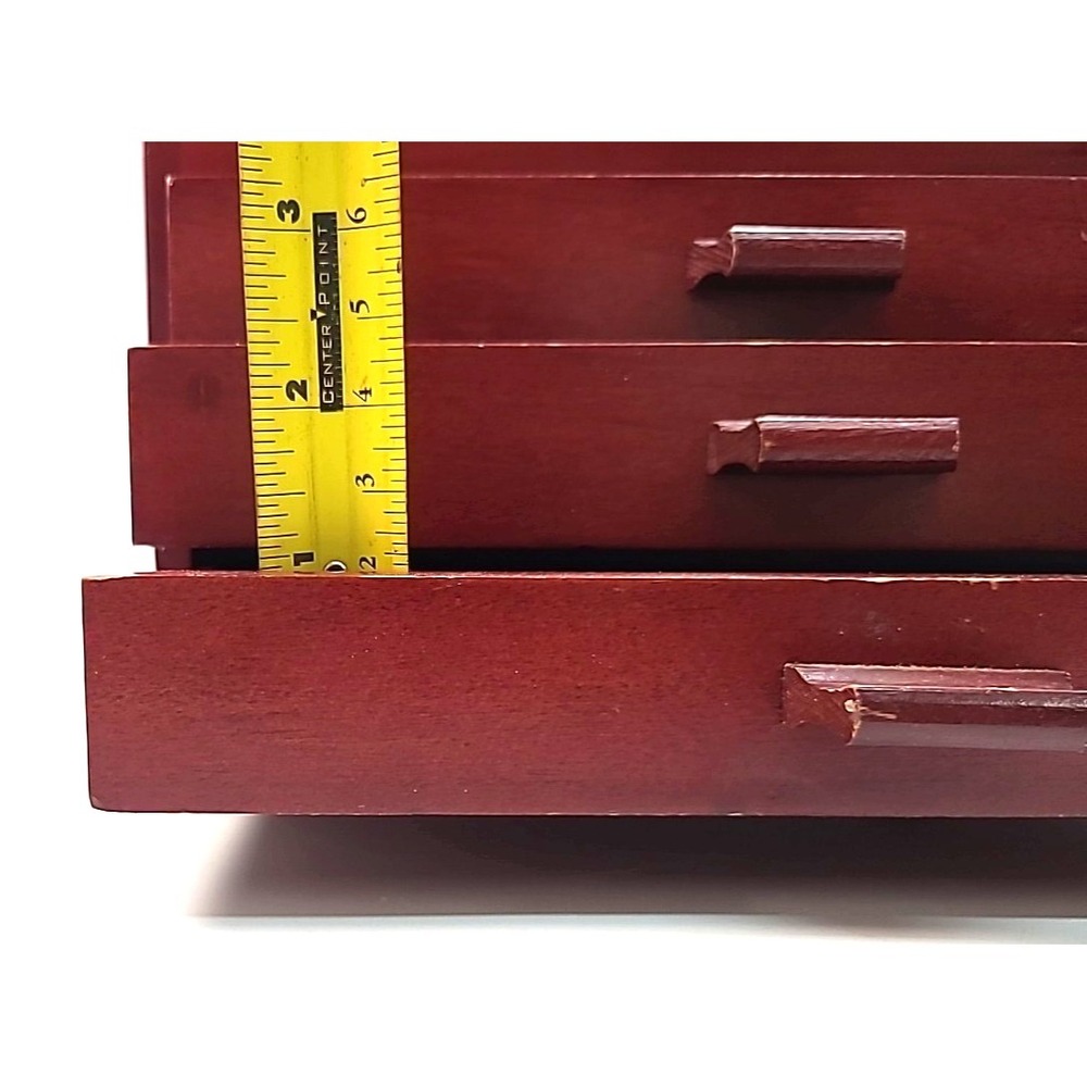 Vintage Small Wooden‎ Jewelry Chest of 3 Drawers - Picture 13 of 16